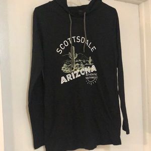 Black Scottsdale AZ unisex long sleeved t shirt with hood. M